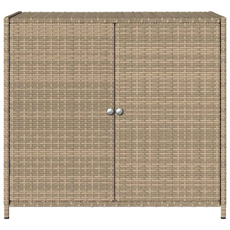 vidaXL Patio Storage Cabinet Box Outdoor Garden Tool Organizer Poly Rattan - 32.7" x 17.7" x 29.9"