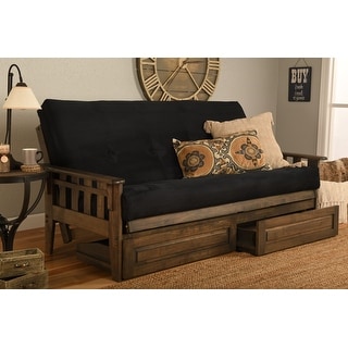 Somette Tucson Rustic Walnut Full-size Futon Set with Storage Drawers
