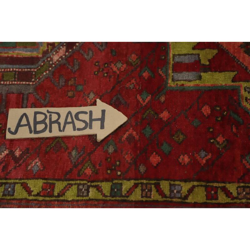 Hand Knotted Oriental 100% Wool Carpet Traditional Geometric Red Heriz Runner Rug - 11' 2'' X 3' 8''