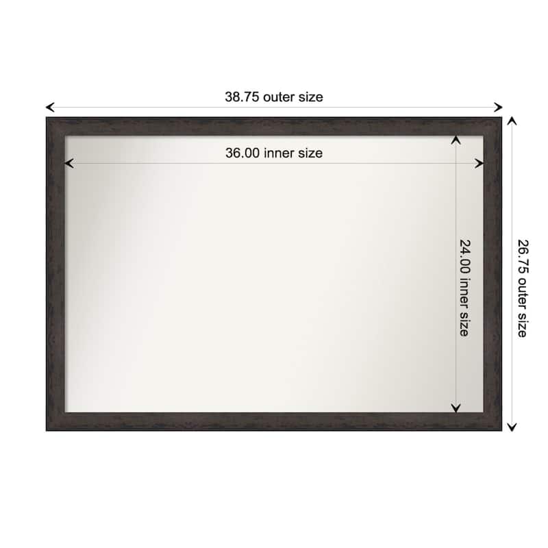 Dappled Narrow Non-Beveled Wood Framed Bathroom Vanity Wall Mirror - Dappled Black Brown Narrow - Glass Size 36x24