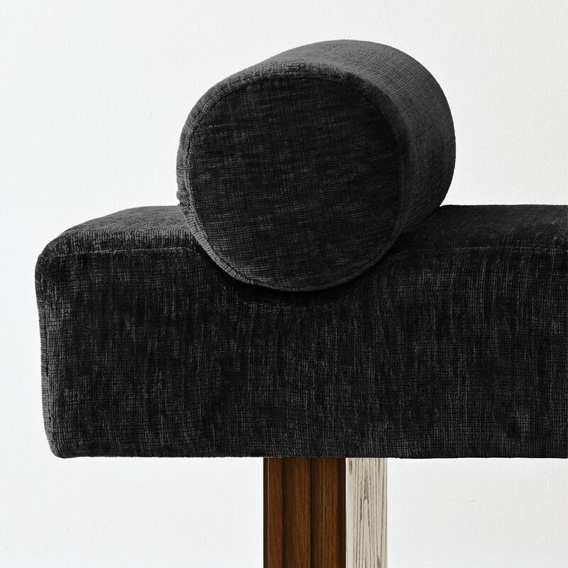 60" Upholstered Bedroom and Entryway Bench with Bolster Pillows