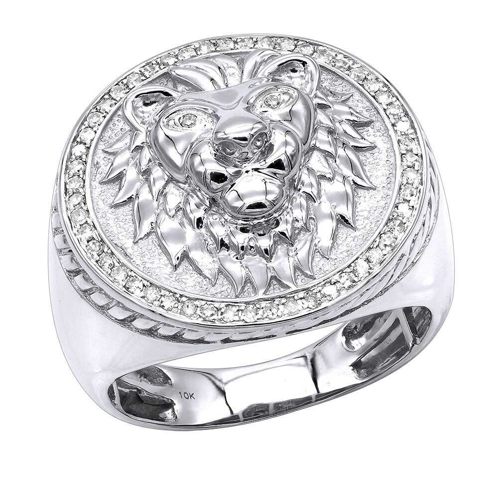 white gold lion ring