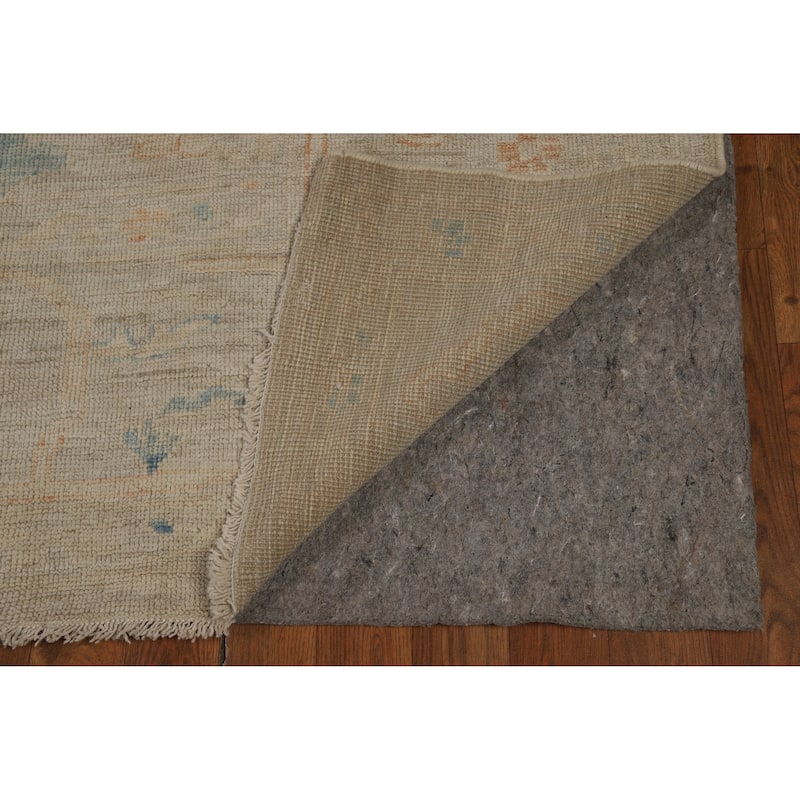 Beige Oushak Turkish Rug Hand-Knotted Transitional Wool Carpet - 9'2"x 11'3"