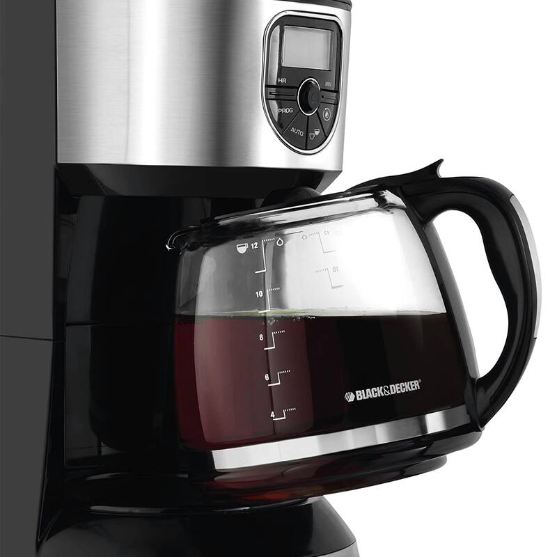 12 Cup Digital Coffee Maker in Black and Silver with Auto Clean Feature