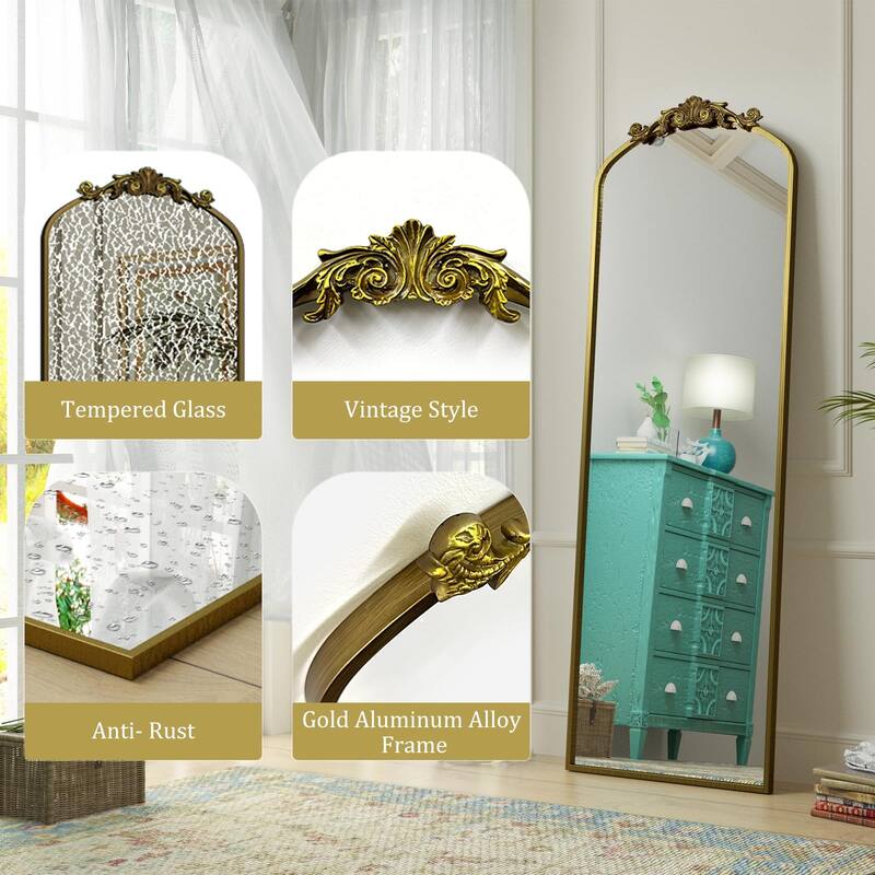 Arched Vintage Mirror Traditional Baroque Style Wall Mirror