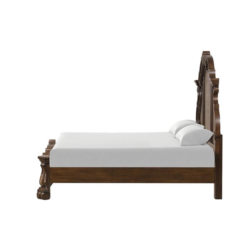 Traditional Dark Brown Finish Designer Bed 1pc