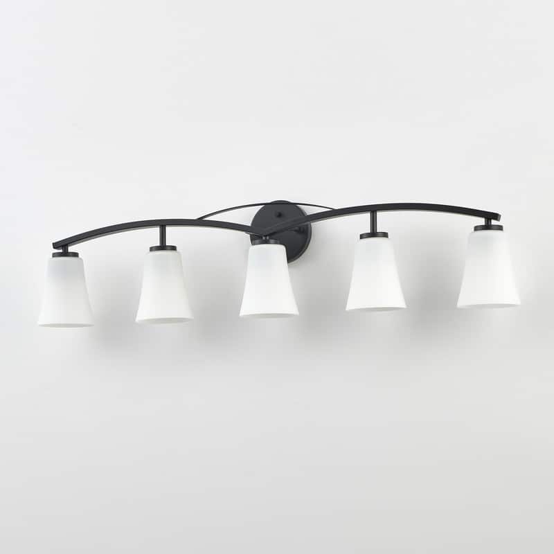 KAWOTI 3/4/5 Lights Dimmable Modern Bathroom Vanity Light with Opal Glass