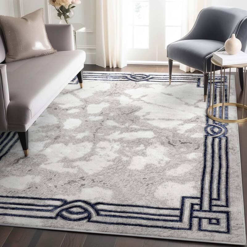 Well Woven Fairmont Huntington Retro Mosaic Marble Pattern Area Rug - 6' 7" x 9' 3" - Blue