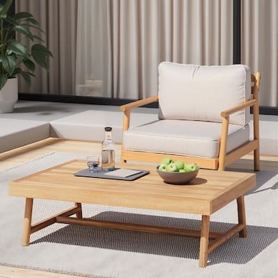Christopher Knight Home - Mason Outdoor Acacia Club Chair and Coffee Table Set with Water-Resistant Cushions