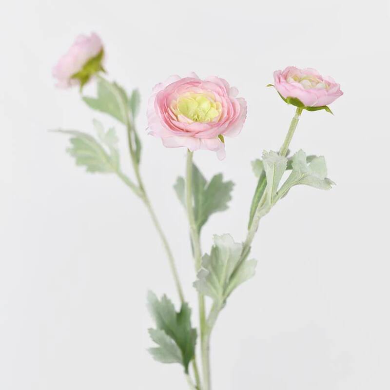 Silk Decorative Artificial Ranunculus Flower(Pack of 1 Branch) - Lavender Pink