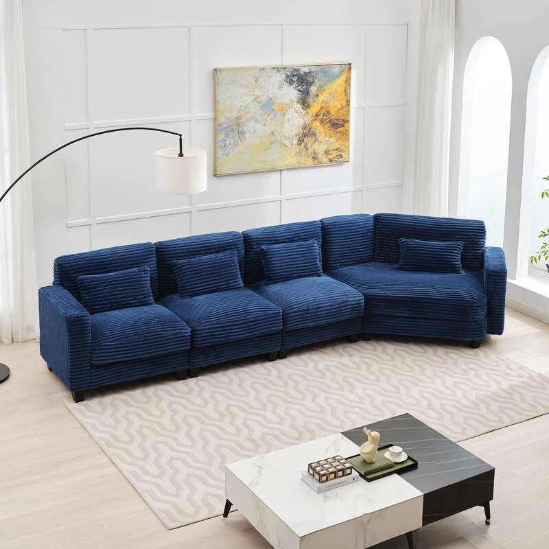 Multi-seat(3/4/5 seats) Corduroy Sectional Sofa, Modular Couch for Living Room & Business