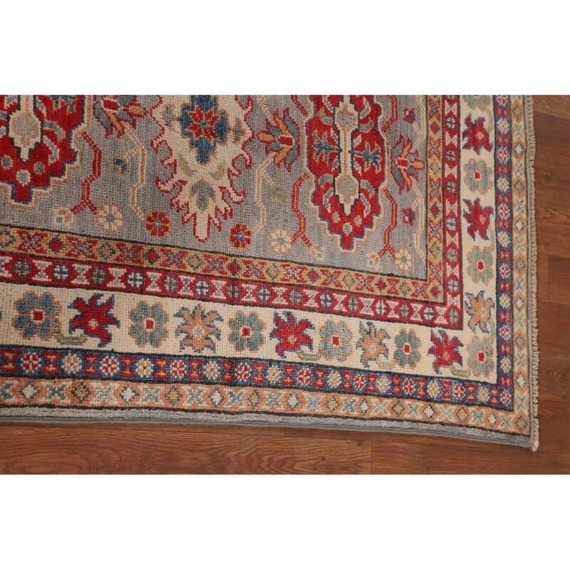 Geometric Kazak Accent Rug Bedroom Hand-Knotted Wool Carpet - 2'9" x 4'1"