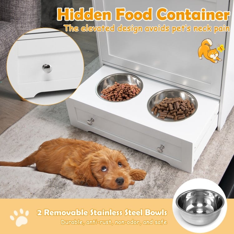 Pet Feeder Station with Stainless Steel Bowl - 24" x 14" x 32.5"