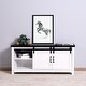 preview thumbnail 2 of 7, Wooden Storage TV Cabinet with 2 Barn Doors, TV Stand White