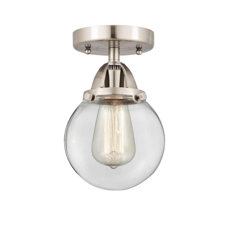 Innovations Lighting Nouveau 2 Beacon - 1 Light 6" Semi-Flush Mount - Clear/Brushed Satin Nickel