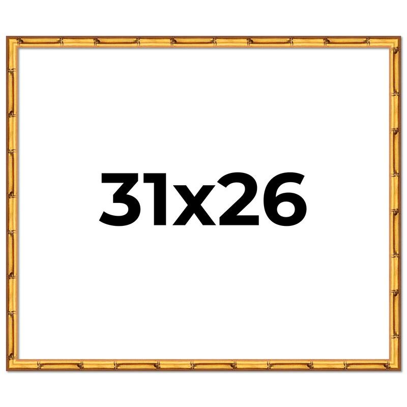 31x26 Frame Gold Bamboo Picture Frame Modern Photo Frame Includes UV Acrylic Shatter Guard Front Acid Free Foam Backing Board