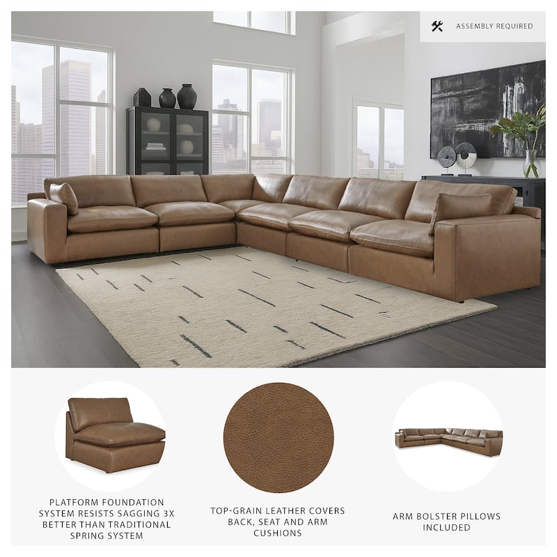 Signature Design by Ashley Emilia Medium Brown 6-Piece Sectional - 170"W x 130"D x 36"H
