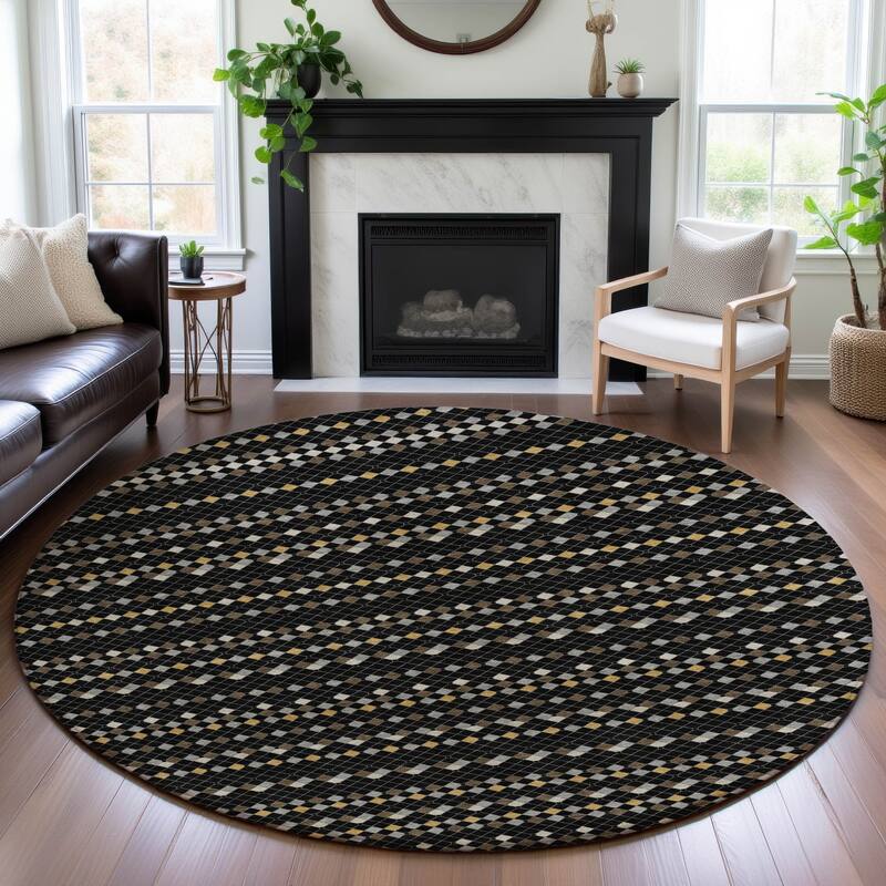 Premium Washable Super Soft Boho Global Mayfield Rug - Black - 8' x 8'