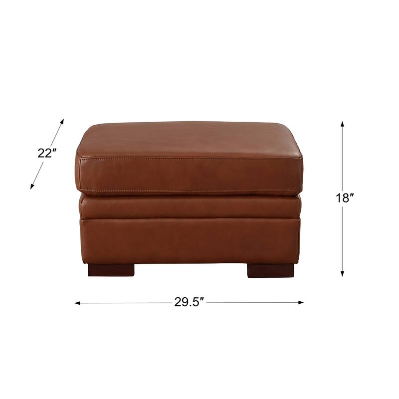 Hydeline Dillon Top Grain Leather Ottoman