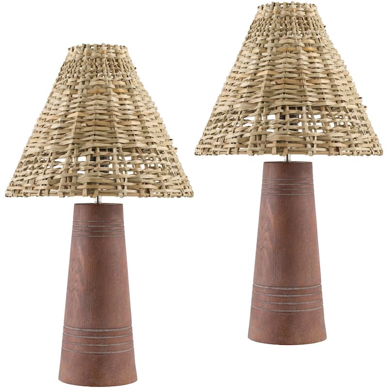 Livabliss Trout Transitional Accent Table Lamp - Dark Brown/Beige