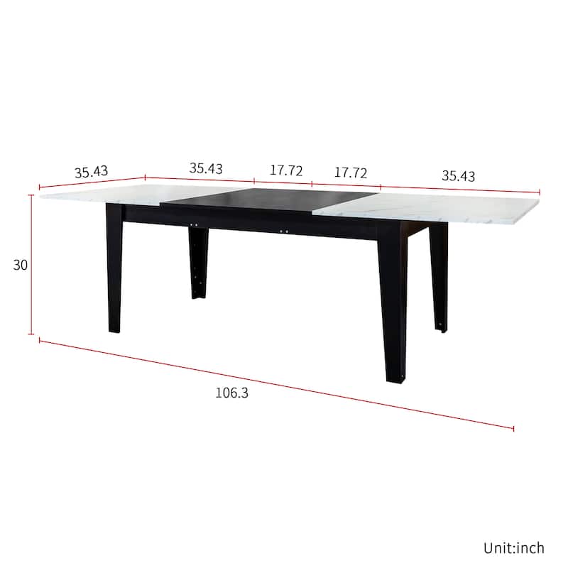 Dining Table, 106.3 in Large Extendable Kitchen Table