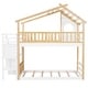 preview thumbnail 10 of 12, Luxury Twin-Over-Twin Bunk Bed, Playhouse Inspired, Storage and Guard Rail, Maximized storage space, Natural Bed +White Stair