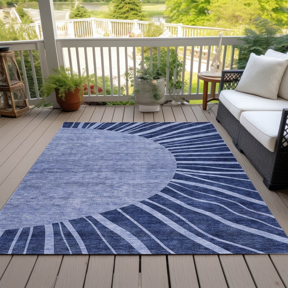 Machine Washable Indoor/ Outdoor ChantilleSunburst Modern Rug