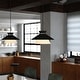 preview thumbnail 7 of 10, Loomis 1-Light Black Mid-Century Modern Pendant, White Glass Shade, Adj Height Ceiling Chandelier Dining Room Fixture