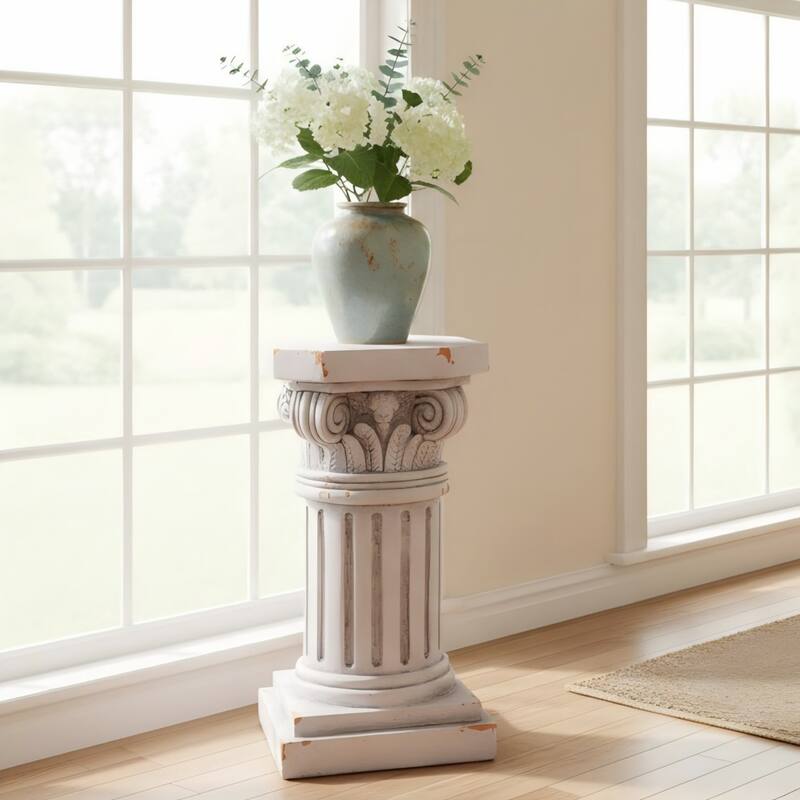 Christopher Knight Home - 18.50"H Classical Ionic MGO Pedestal Plant Stand Side Table for Indoor & Outdoor