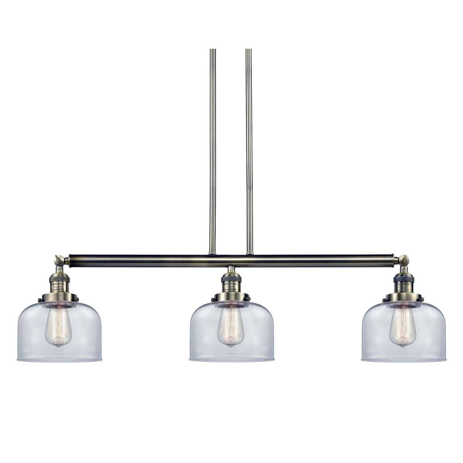 Innovations Lighting 213-S Large Bell  Large Bell 3 Light 41" Wide Linear Chandelier (Polished Nickel / Plated Smoked) - Chandeliers For Bedrooms by Overstock.com