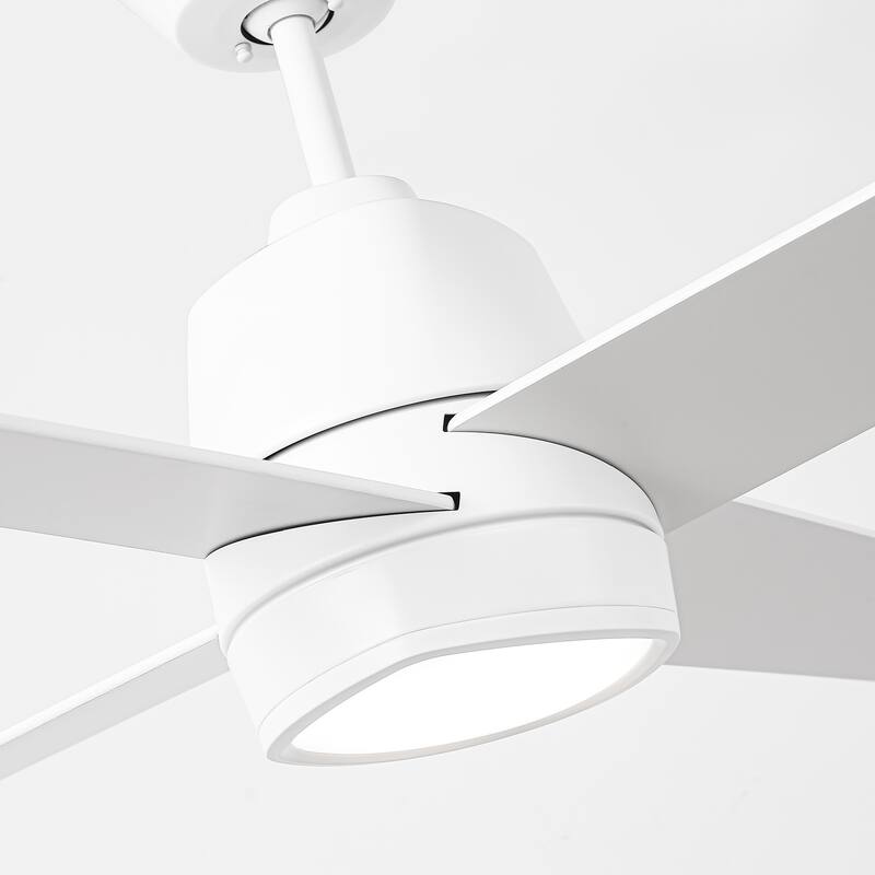 54" Modern White Reversible 4-Blades Ceiling Fan with Lights
