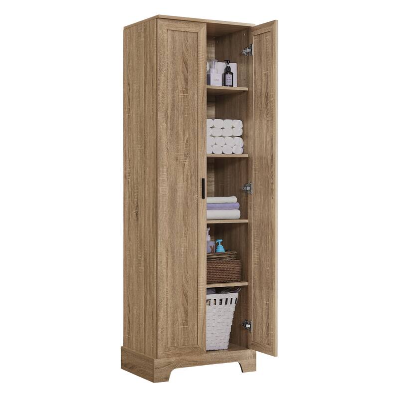 Rustic Floor Cabinet Storage Cabinet with 2 Doors, Brown Medicine Cabinet Bathroom Cabinet with Adjustable Shelf