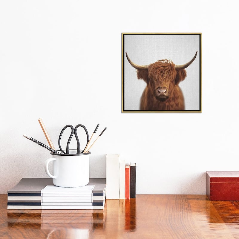 iCanvas "Highland Cow" by Gal Design Framed Canvas Print