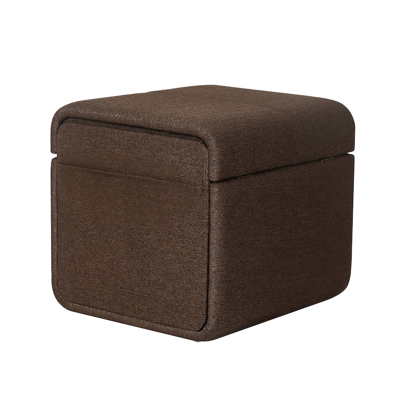 Adeco Storage Ottoman Linen Foot Stool for Living Room Bedroom