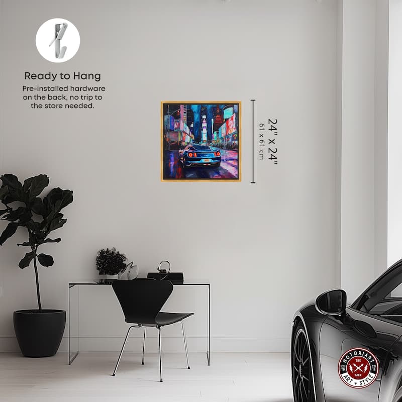 Notoriart Night Drive Sports Drive Framed Car 1 Piece Canvas Wall Art