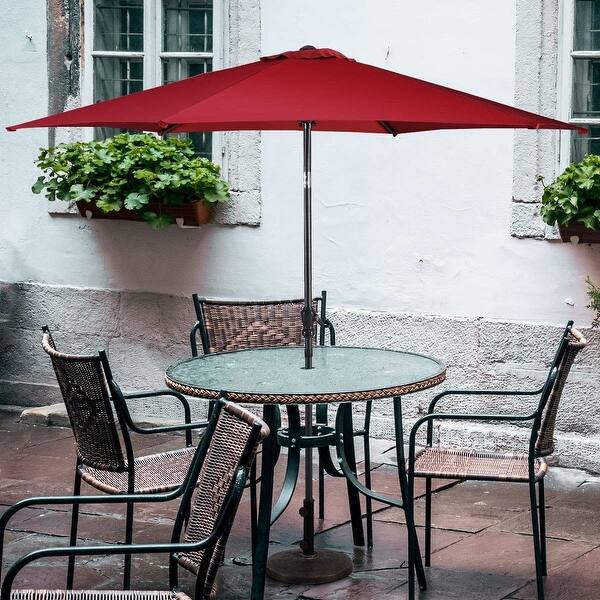 Shop 9 Patio Umbrella With Tilt And Crank Base Not Included Burgundy On Sale Overstock 28430294