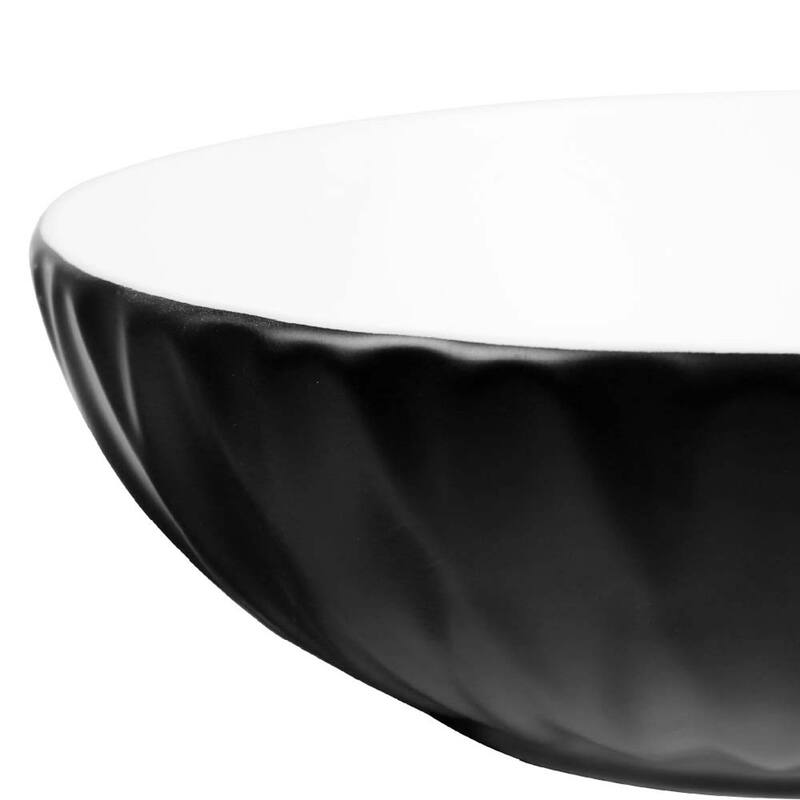 16 inch Round Ceramic Vessel Bathroom Sink - Modern Textured Bowl Design - 16" Round