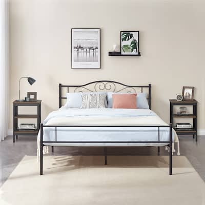 Taomika 3-Pieces Bed Frame and Modern Nightstands Sets