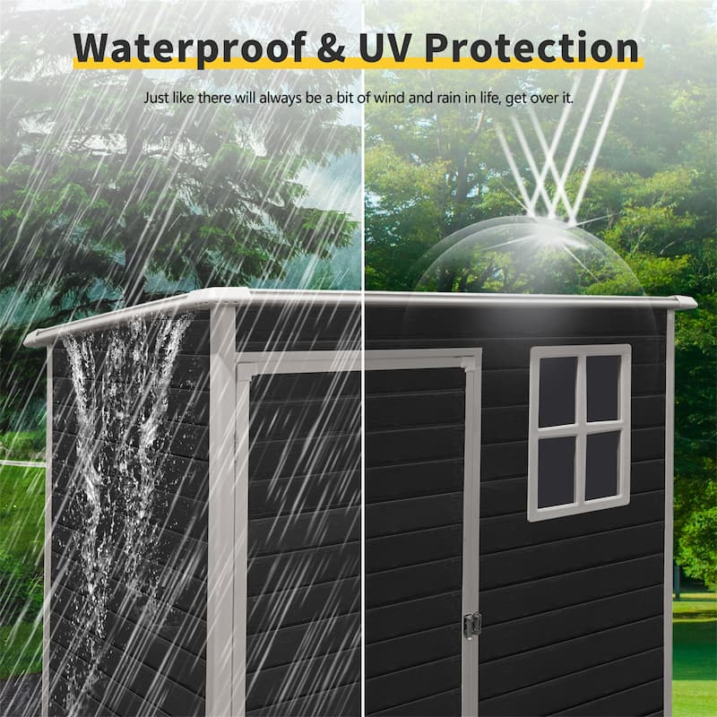 5x3ft Outdoor Plastic Storage Shed with floor
