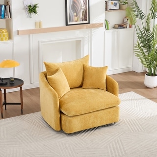 46" Chenille Upholstered Sofa Swivel Chair