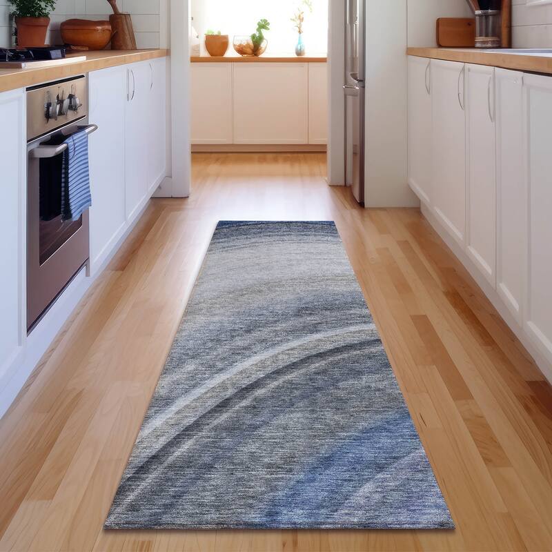 Premium Washable Super Soft Contemporary Arches Mayfield Rug - Blue - 2' 3" x 7' 6" - Runner