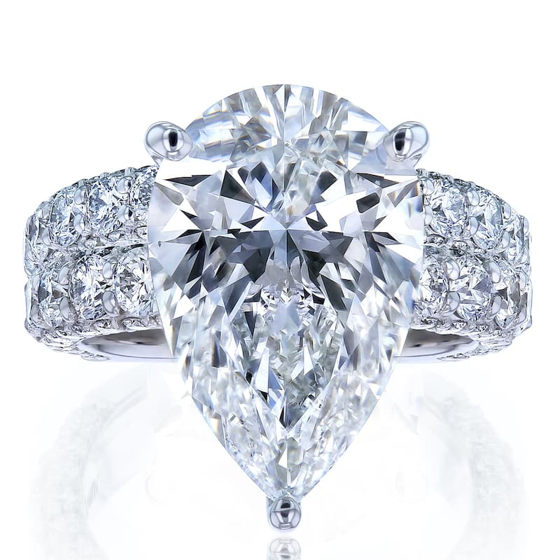 Kobelli 9.5 Carats Lab Grown Diamond Certified 14k Solid Gold Bold Pear-cut Micro Pavé Beckham 2pc Bridal Set (EF/VS) - White - 9
