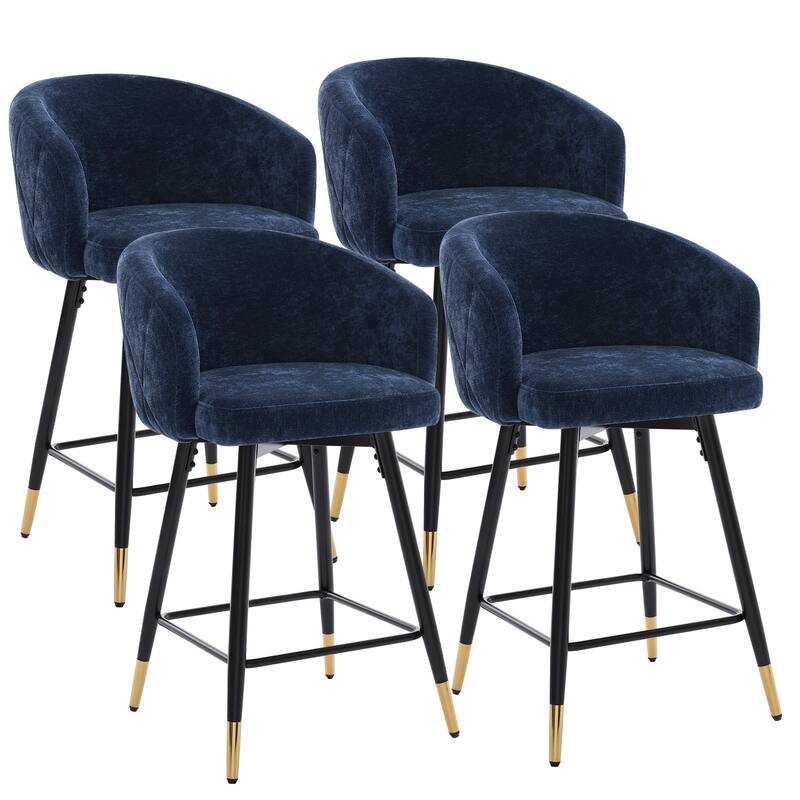 26" Counter Height Swivel Barstool with Arms and Metal Legs - 37"H x 22"W x 22"D