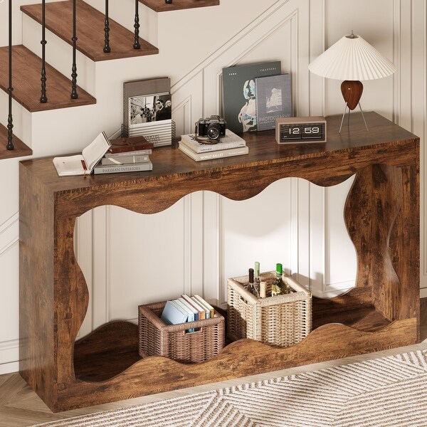 63" Long Console Table with Curvilinear Design