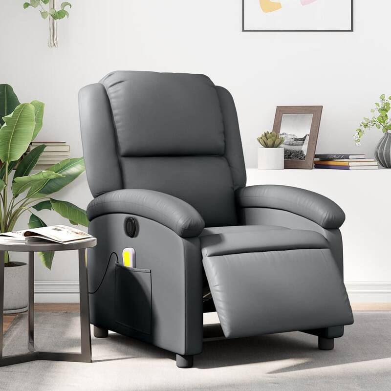 vidaXL Recliner Chair Wingback Armchair for Home Theater Cinema Faux Leather - Gray