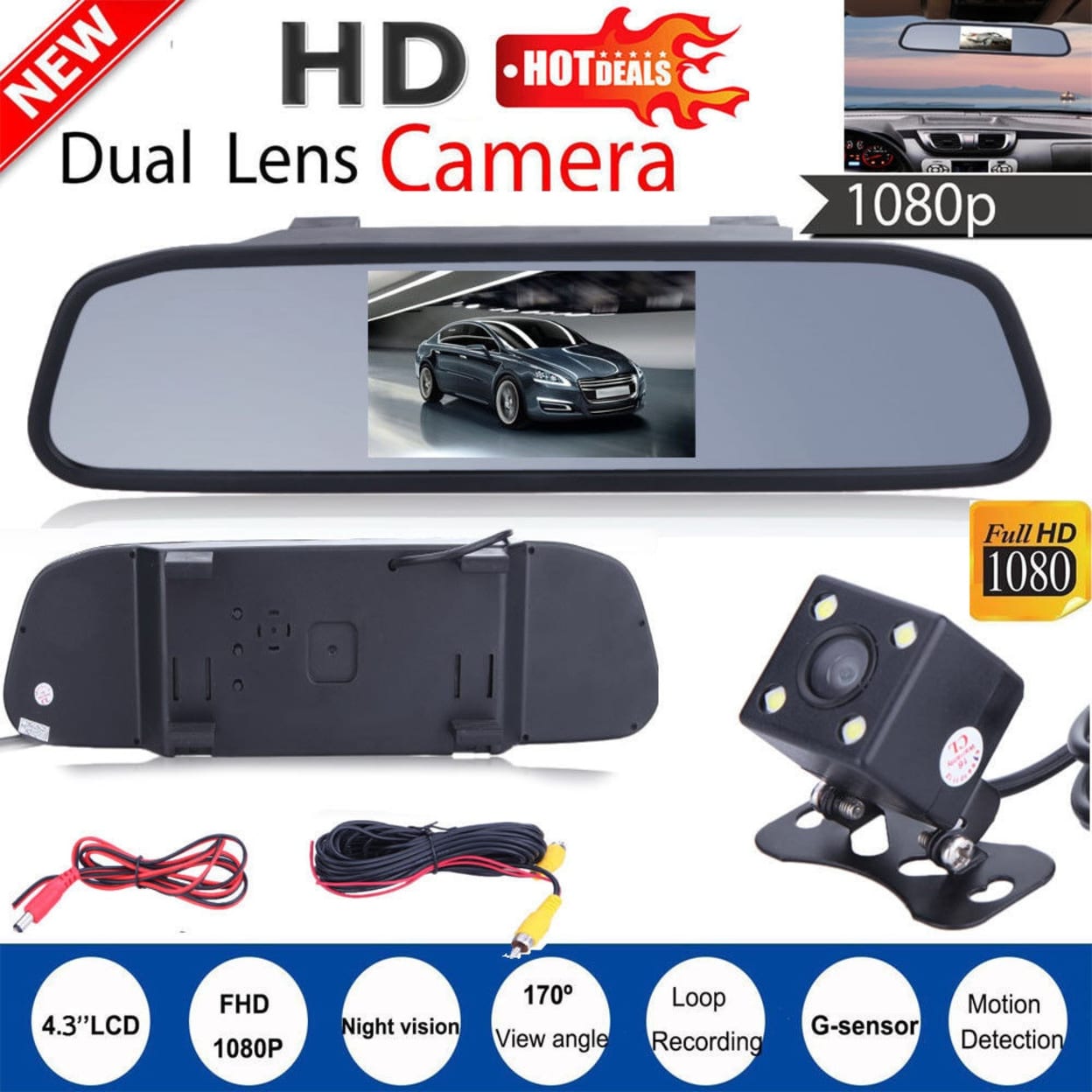 Shop 4 3 Car Tft Lcd Mirror Monitor Wired Reverse Car Rear View