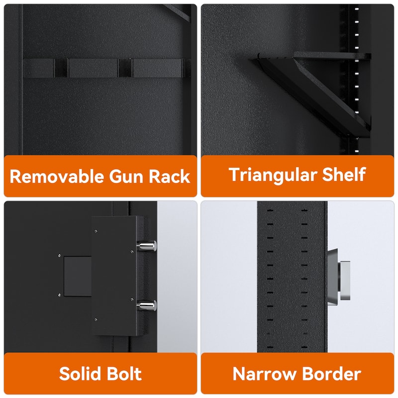 Roomfitters Wall Gun Safe: Quick-Access Rifle Safe with Removable Shelf and Digital Keypad (Black and Silver)