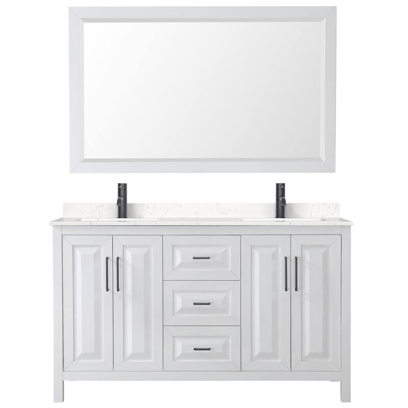 Daria 60 Inch Double Vanity, Cultured Marble Top, 58 Inch Mirror