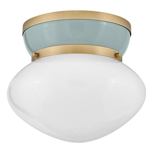 slide 2 of 5, Lark 83601 Lucy 12" Wide Flush Mount Bowl Ceiling Fixture with Cased Lacquered Brass / Seafoam