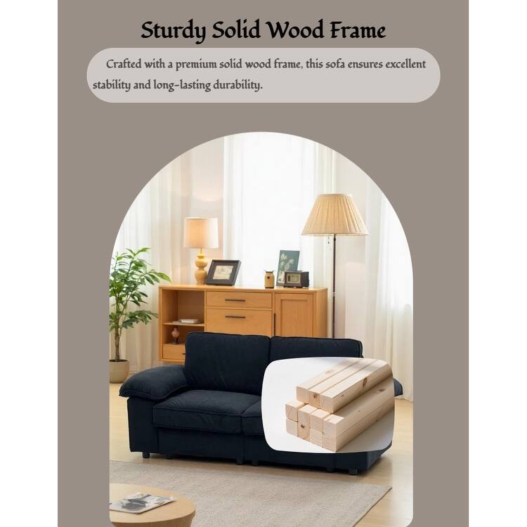 79" Loveseat Sofa Couch with Under-Seat Storage, Elegant 2-Seater Settee with Pillow Top Armrests for Living Room